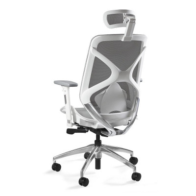 Fotel ergonomiczny HERO — siatka, mechanizm SYNCHRON, podłokietniki 3D, 130 kg - Kolor Siatki: NWH-8 Szary - Kolor Stelaża: Biały - Kolor Obicia: Szary ST 2