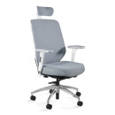 Fotel ergonomiczny HERO ST — mechanizm SYNCHRON, podłokietniki 3D, regulacja siedziska i zagłówka, 130 kg - Kolor Obicia: SM-2315 Light Grey (Jasnoszary) - Kolor Stelaża: Biały