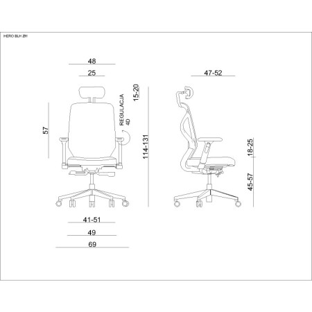 Fotel ergonomiczny HERO ST — mechanizm SYNCHRON, podłokietniki 3D, regulacja siedziska i zagłówka, 130 kg - Kolor Obicia: SM-2315 Light Grey (Jasnoszary) - Kolor Stelaża: Biały