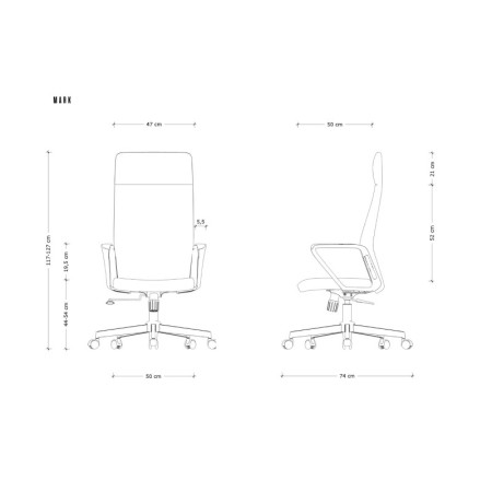 Fotel biurowy MARK mechanizm TILT, 130 kg - Rodzaj Obicia: Eko-Skóra - Kolor Obicia: RPU-001 Czarny