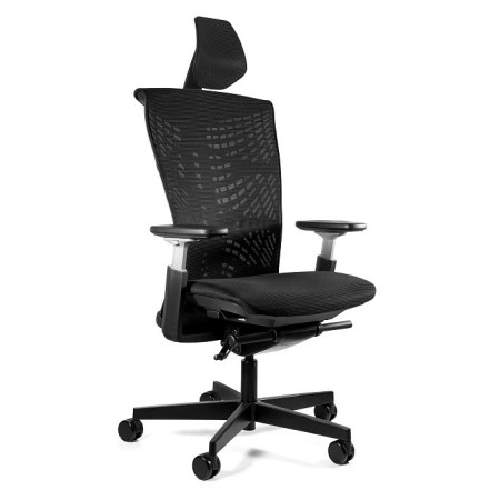 Fotel ergonomiczny REYA - podłokietniki 3D, mechanizm SYNCHRON - Kolor Siatki: RS01 Czarny - Kolor Stelaża: Czarny - Rodzaj Obicia: Siatka RS
