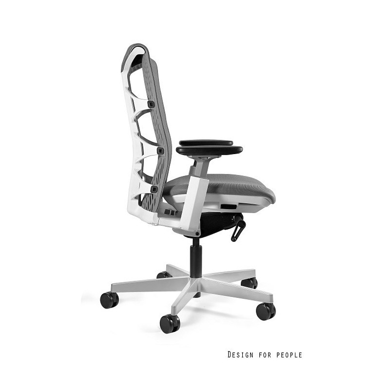 Fotel ergonomiczny REYA M - podłokietniki 3D, mechanizm SYNCHRON - Kolor Siatki: RS02 Szary - Kolor Stelaża: Biały - Rodzaj Obicia: Siatka RS