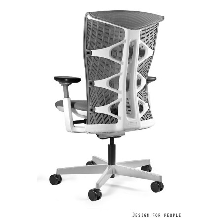 Fotel ergonomiczny REYA M - podłokietniki 3D, mechanizm SYNCHRON - Kolor Siatki: RS02 Szary - Kolor Stelaża: Biały - Rodzaj Obicia: Siatka RS