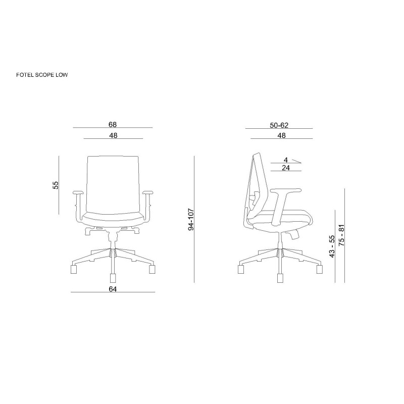 Fotel ergonomiczny SCOPE LOW bez zagłówka