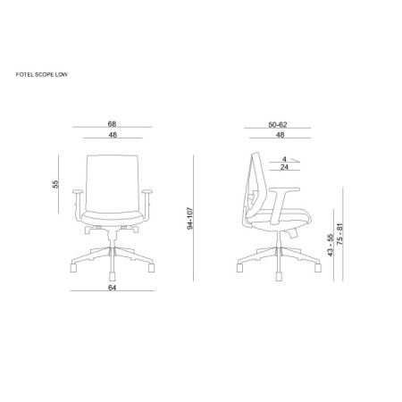 Fotel ergonomiczny SCOPE LOW bez zagłówka
