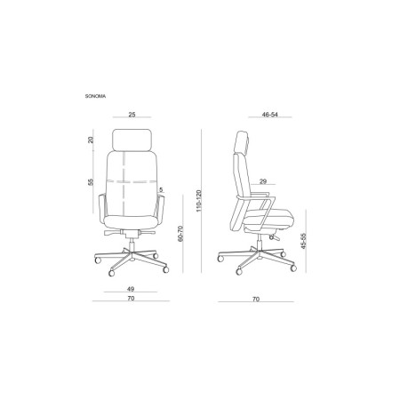 Fotel SONOMA – samoważący Synchron, regulacja głębokości, aluminiowa podstawa, 130 kg - Kolor Obicia: HL-3 Brązowy - Rodzaj Obicia: Skóra Naturalna