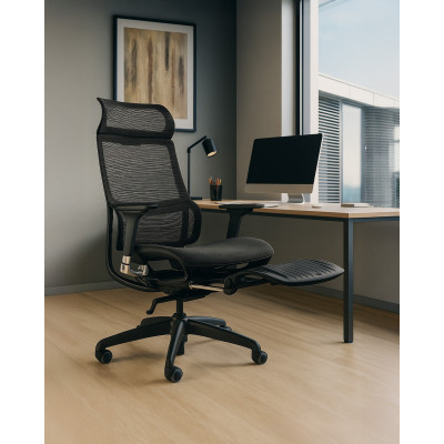 Fotel ergonomiczny SPACE — siatka, mechanizm SYNCHRON, podłokietniki 3D, podnóżek, 130 kg 2