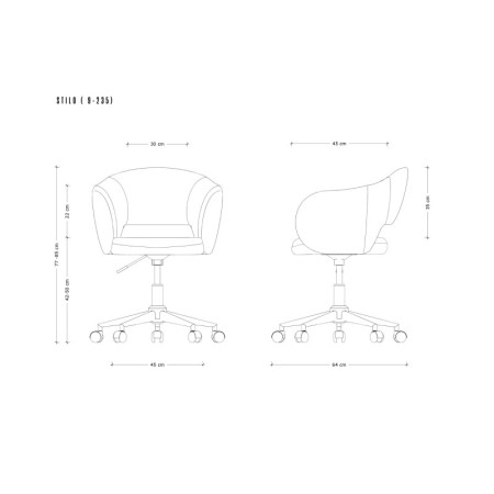 Fotel STILO – regulacja wysokości siedziska, metalowa podstawa, 130 kg