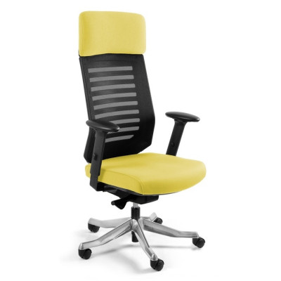 Fotel gabinetowy VELO z mechanizmem Synchron, 130 kg - Rodzaj Obicia: Tkanina Trudnopalna Atestowana - Kolor Obicia: BL410 Mustard (Musztardowy)