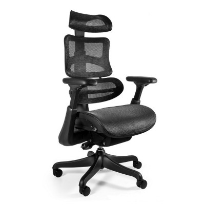 Fotel ergonomiczny ERGOTHRONE – siatka, Synchron, podłokietniki 5D, podstawa aluminiowa
