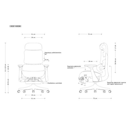 Fotel ergonomiczny ERGOTHRONE – siatka, Synchron, podłokietniki 5D, podstawa aluminiowa
