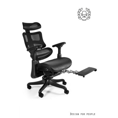 Fotel ergonomiczny ERGOTHRONE z podnóżkiem – siatka, Synchron, podłokietniki 5D, podstawa aluminiowa 2