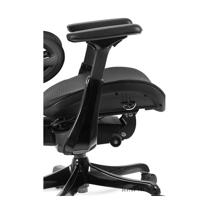 Fotel ergonomiczny ERGOTHRONE BLACK GUN – siatka, Synchron, podłokietniki 5D, podstawa aluminiowa