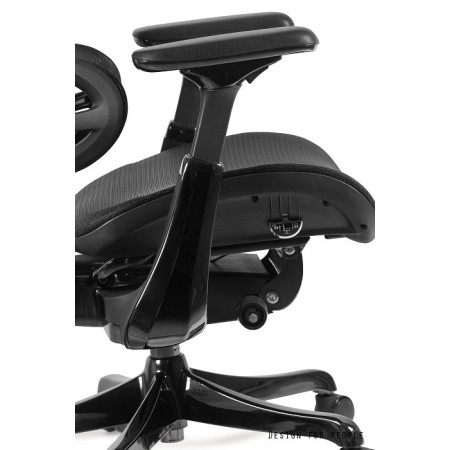 Fotel ergonomiczny ERGOTHRONE BLACK GUN – siatka, Synchron, podłokietniki 5D, podstawa aluminiowa