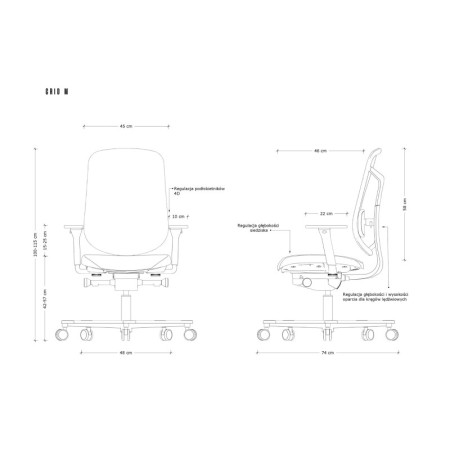 Fotel ergonomiczny GRID M – SYNCHRON, podłokietniki 4D, funkcja kąta ujemnego, podstawa aluminiowa