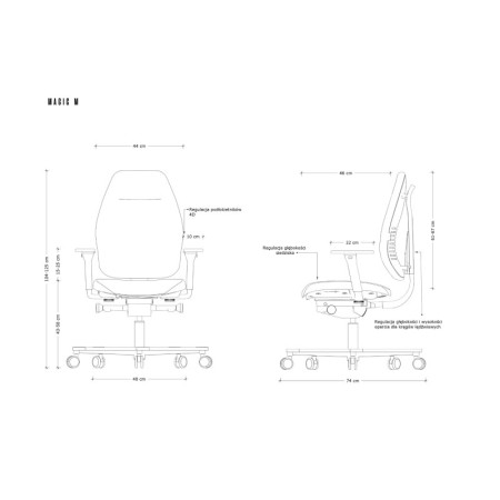 Fotel ergonomiczny MAGIC M – SYNCHRON, podłokietniki 4D, funkcja kąta ujemnego, podstawa aluminiowa