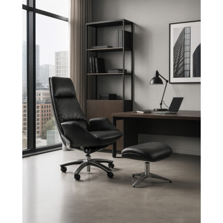 Fotel skórzany HIGH-END PATRON – Synchron, podstawa aluminiowa