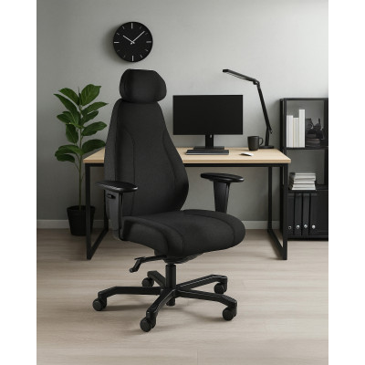 Fotel ergonomiczny do pracy zmianowej PIU – SYNCHRON, zagłówek 3D, udźwig 150 kg 2