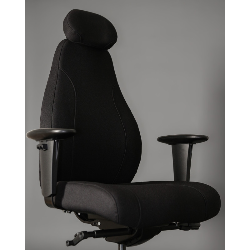 Fotel ergonomiczny do pracy zmianowej PIU – SYNCHRON, zagłówek 3D, udźwig 150 kg