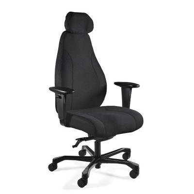 Fotel ergonomiczny do pracy zmianowej PIU – SYNCHRON, zagłówek 3D, udźwig 150 kg