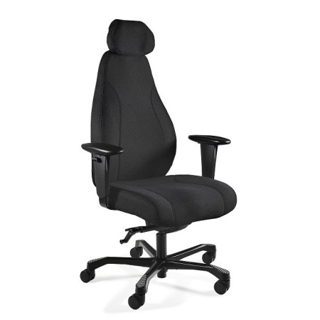 Fotel ergonomiczny do pracy zmianowej PIU – SYNCHRON, zagłówek 3D, udźwig 150 kg
