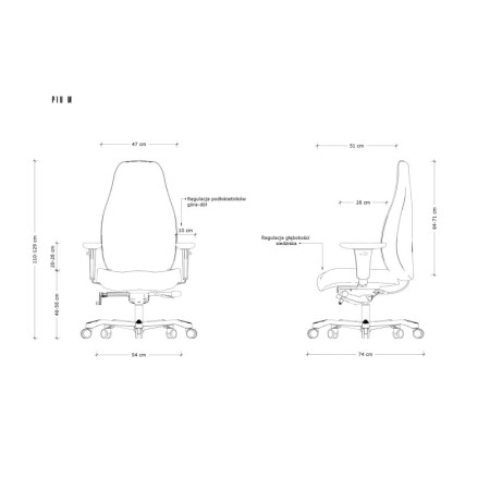 Fotel ergonomiczny do pracy zmianowej PIU M – SYNCHRON, udźwig 150 kg
