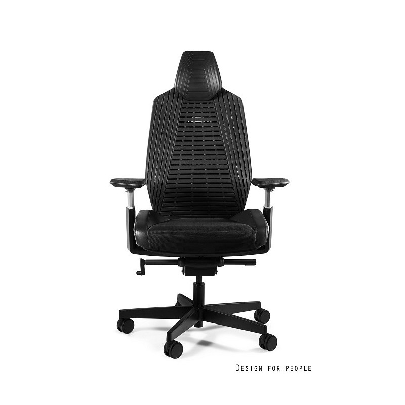 Fotel ergonomiczny RONIN - mechanizm SYNCHRON - Kolor Siatki: RS01 Czarny - Kolor Stelaża: Biały - Rodzaj Obicia: Elastomer - Kolor Obicia: TPE-4 Czarny