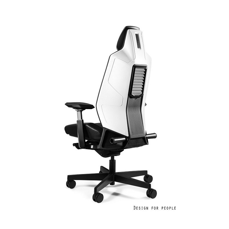 Fotel ergonomiczny RONIN - mechanizm SYNCHRON - Kolor Siatki: RS01 Czarny - Kolor Stelaża: Biały - Rodzaj Obicia: Elastomer - Kolor Obicia: TPE-4 Czarny