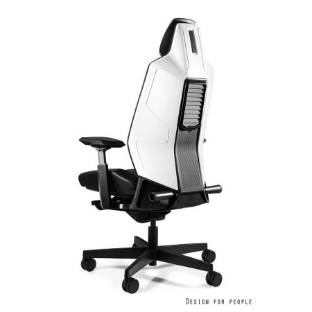 Fotel ergonomiczny RONIN - mechanizm SYNCHRON - Kolor Siatki: RS01 Czarny - Kolor Stelaża: Biały - Rodzaj Obicia: Elastomer - Kolor Obicia: TPE-4 Czarny