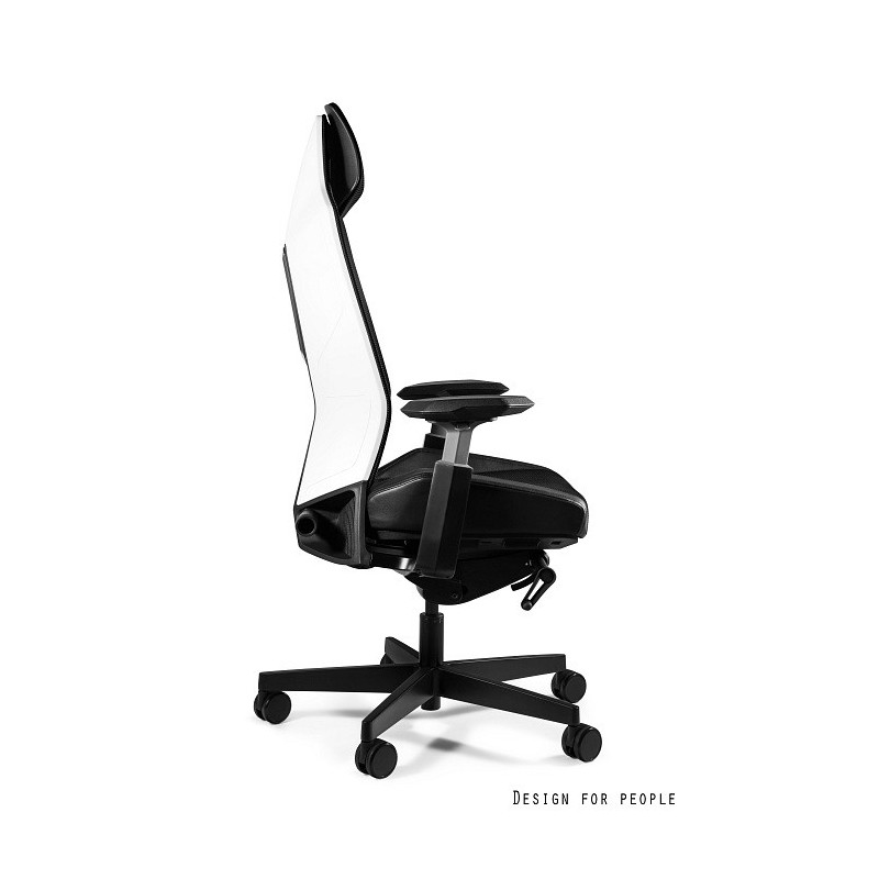 Fotel ergonomiczny RONIN - mechanizm SYNCHRON - Kolor Siatki: RS01 Czarny - Kolor Stelaża: Biały - Rodzaj Obicia: Elastomer - Kolor Obicia: TPE-4 Czarny