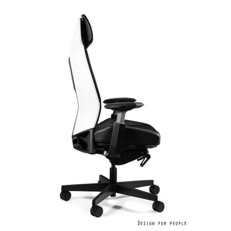 Fotel ergonomiczny RONIN - mechanizm SYNCHRON - Kolor Siatki: RS01 Czarny - Kolor Stelaża: Biały - Rodzaj Obicia: Elastomer - Kolor Obicia: TPE-4 Czarny
