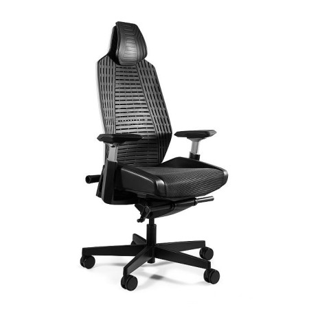Fotel ergonomiczny RONIN - mechanizm SYNCHRON - Kolor Siatki: RS01 Czarny - Kolor Stelaża: Biały - Rodzaj Obicia: Elastomer - Kolor Obicia: TPE-4 Czarny