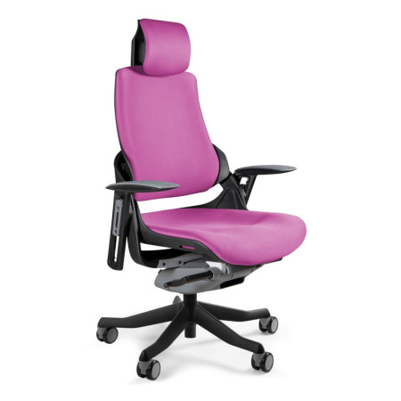 Fotel ergonomiczny WAU – mechanizm „slid”, regulacja lędźwi i podłokietniki 2D - Kolor Obicia: BL401 Magenta (Fuksjowy) - Kolor Stelaża: Czarny - Rodzaj Obicia: Tkanina BL