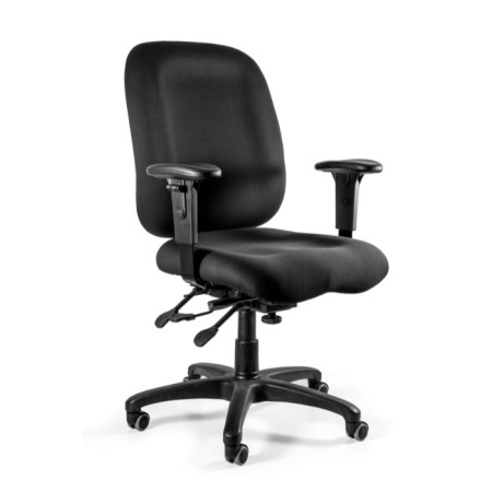 Fotel biurowy do pracy zmianowej 24/7 LIDER z mechanizmem asynchronicznym i podłokietnikami 2D
