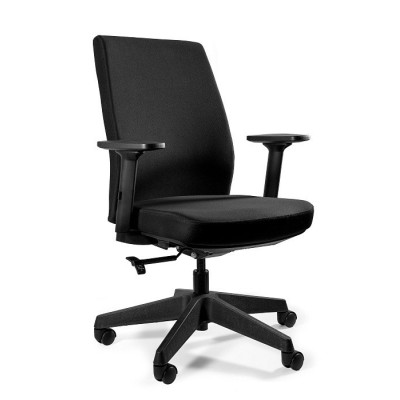 Fotel biurowy do pracy zmianowej 24/7 WORK - mechanizm SYNCHRON, podłokietniki 3D - Rodzaj Obicia: Tkanina Trudnopalna Atestowana - Kolor Obicia: BL418 Black (Czarny)