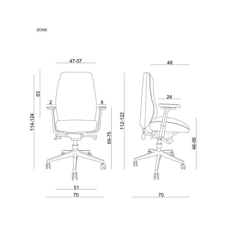 Fotel ergonomiczny do pracy zmianowej 24/7 ZOME z mechanizmem SYNCHRON i podłokietnikami 3D