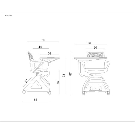 Fotel medyczny ROVER 2 z blatem A3 360° i schowkiem 30 l