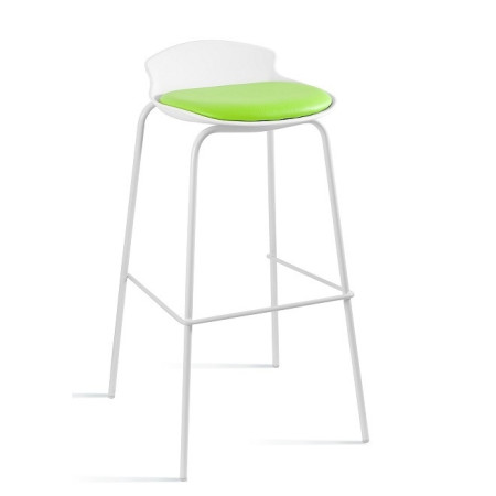 Hoker barowy DUKE z metalową podstawą - Kolor Obicia: PU9 Green (Zielony) - Kolor Stelaża: Biały - Rodzaj Obicia: Eko-Skóra PU