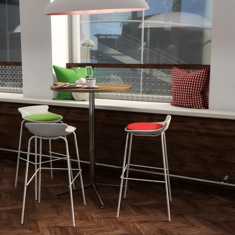 Hoker barowy DUKE z metalową podstawą - Kolor Obicia: PU9 Green (Zielony) - Kolor Stelaża: Biały - Rodzaj Obicia: Eko-Skóra PU