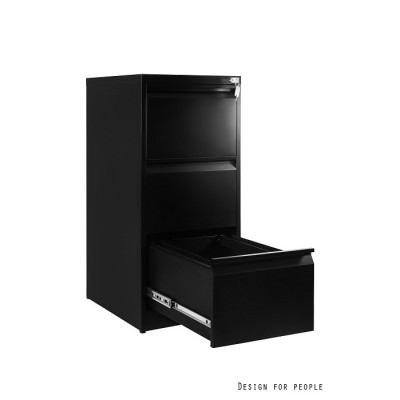 Kontener biurowy metalowy XD-001-3D, 3 szuflady, zamek centralny - Rodzaj zamknięcia: Zamknięcie na klucz - Kolor: Czarny 2