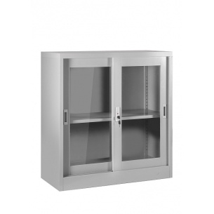 Szafka metalowa XD-018 z przesuwnymi drzwiami szklanymi i zamkiem - 4