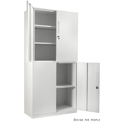 Szafka metalowa XD-030 z zamkiem i regulowanymi półkami (60 kg/półka) - Rodzaj zamknięcia: Zamknięcie na klucz - Kolor: Biały 2
