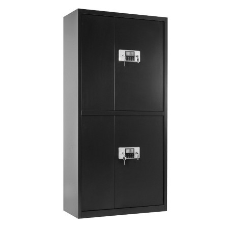 Szafka metalowa XD-032 z zamkami elektronicznymi, 2 szuflady i regulowaną półką - Rodzaj zamknięcia: Zamknięcie na klucz - Kolor: Czarny