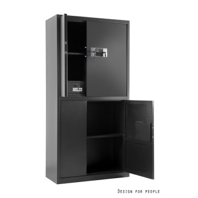Szafka metalowa XD-032 z zamkami elektronicznymi, 2 szuflady i regulowaną półką - Rodzaj zamknięcia: Zamknięcie na klucz - Kolor: Czarny 2