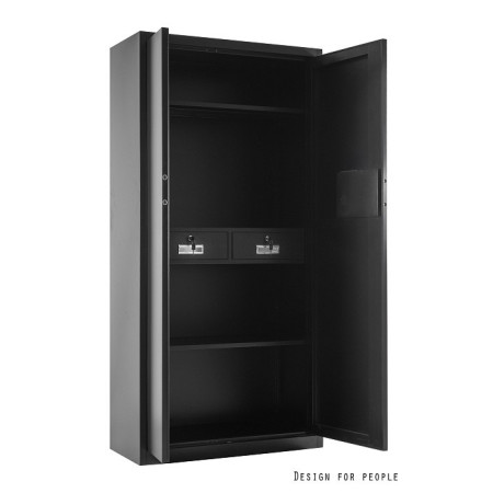 Szafka metalowa XD-034 z zamkiem elektronicznym, 2 szufladami i regulowaną półką - Rodzaj zamknięcia: Zamknięcie na klucz - Kolor: Czarny