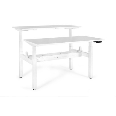 Podwójne biurko ACTIVE II z elektryczną regulacją wysokości - Kolor: Biały - Kolor Stelaża: Biały - Rozmiar blatu: 160x70 cm