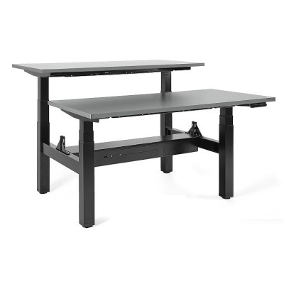Podwójne biurko FIGHTER DOUBLE DESK z elektryczną regulacją wysokości - Kolor: Antracyt - Kolor Stelaża: Czarny - Rozmiar blatu: 160x70 cm