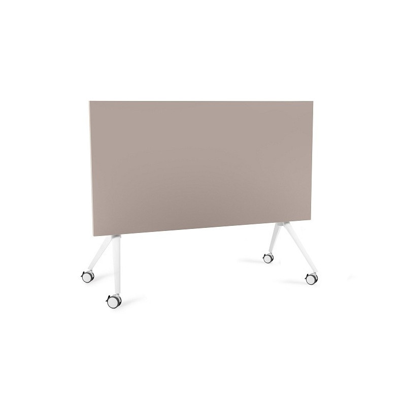 Biurko składane mobilne CARL na kółkach - Kolor: Beżowy - Kolor Stelaża: Biały - Rozmiar blatu: 150x80 cm
