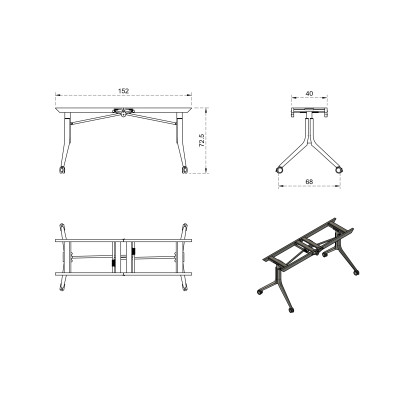 Stelaż do stołu Carl Table – składany, kółka 65 mm, udźwig 80 kg - Kolor Stelaża: Biały 2