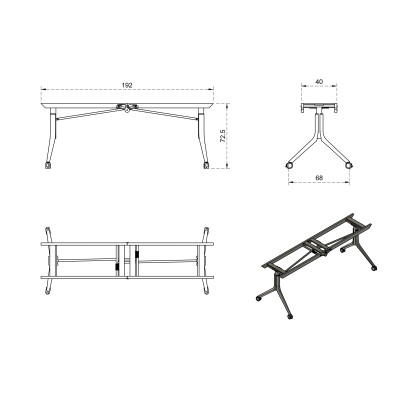 Stelaż do stołu Carl Table II – składany, kółka 65 mm, udźwig 80 kg - Kolor Stelaża: Biały 2